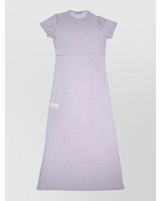 LA ROSE Purple Jersey Maxi Dress Crew Neck Short Sleeves