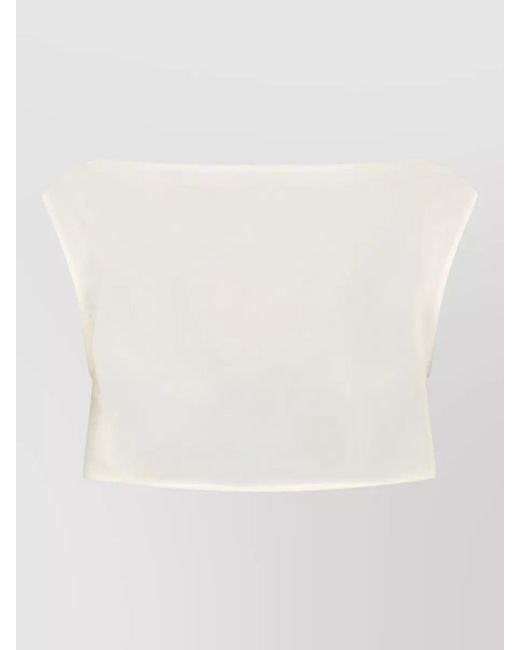 LeKasha Natural Cropped Cotton Top Round Neck