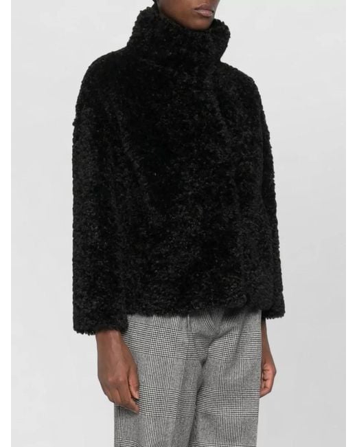 Herno Black High-Neck Faux Fur Jacket