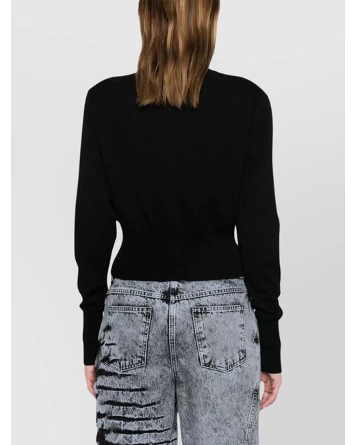 Vivienne Westwood Black Cashmere Cropped Ribbed Knit Cardigan
