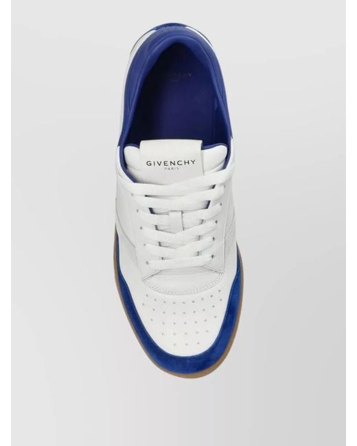 Givenchy Blue Leather Paneled Low-Top Sneakers for men