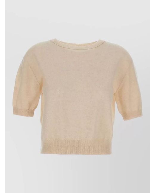 Lisa Yang White Genevra Cashmere Crew Neck Short Sleeve
