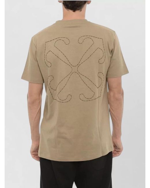 Off-White c/o Virgil Abloh Natural Slim-Fit Embroidered-Logo T-Shirt for men