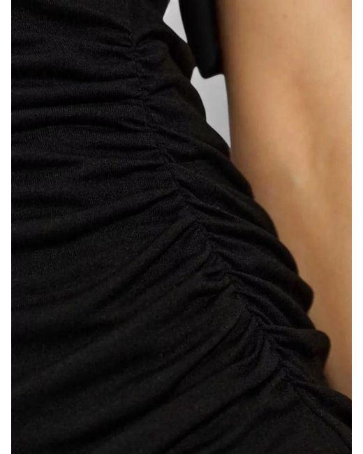 Isabel Marant Black Short Dress Draped Neckline Flared Skirt