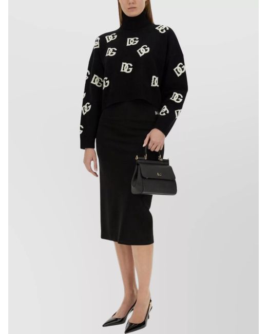 Dolce & Gabbana Black Virgin Wool Cropped Jumper
