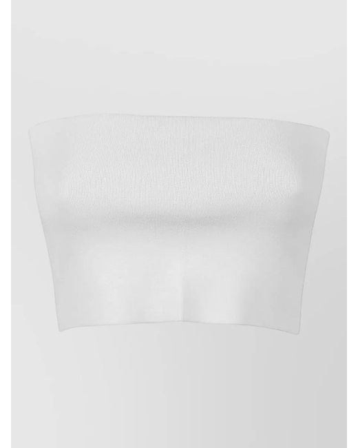 Liviana Conti White Viscose Bandeau Top Ribbed Strapless Design