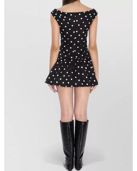 Self-Portrait Black Off Shoulder Polka Dot Mini Dress