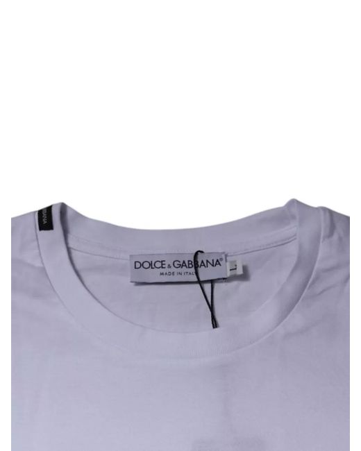 Dolce & Gabbana White Leopard-Print Cotton Crew-Neck T-Shirt for men