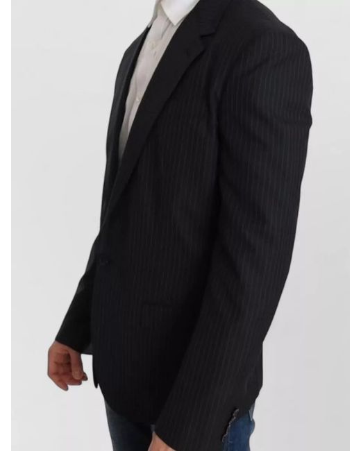 Dolce & Gabbana Black Striped Slim-Fit Blazer for men