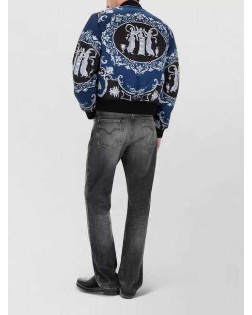 Versace Black Solid Mock Collar Jacket for men