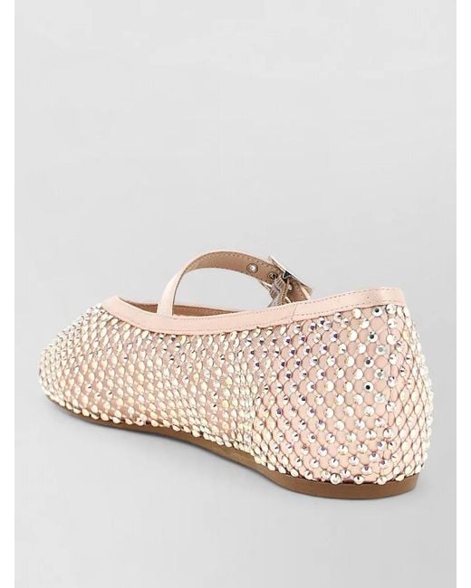 Le Silla Pink Gilda Ballet Flats Mesh Detail Design