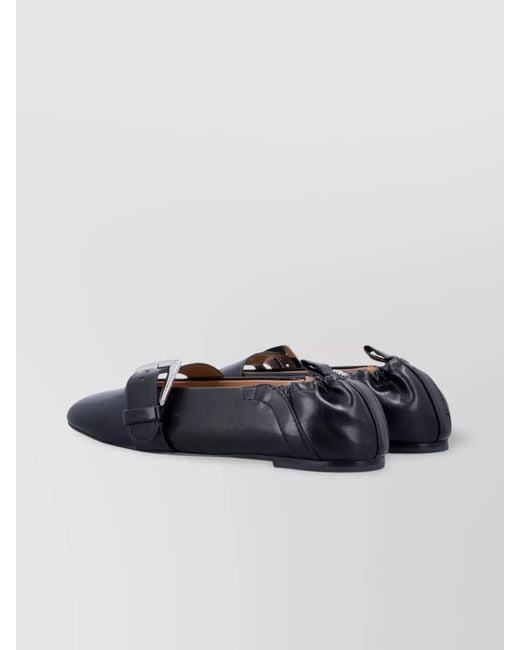 Ganni Blue Butterfly Strap Ballerina Shoes