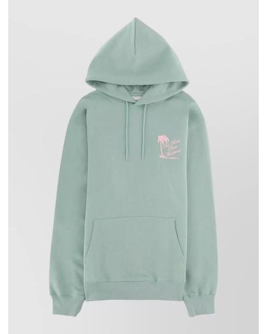 Drole de Monsieur Green Palm Trees Slogan Hooded Sweatshirt for men
