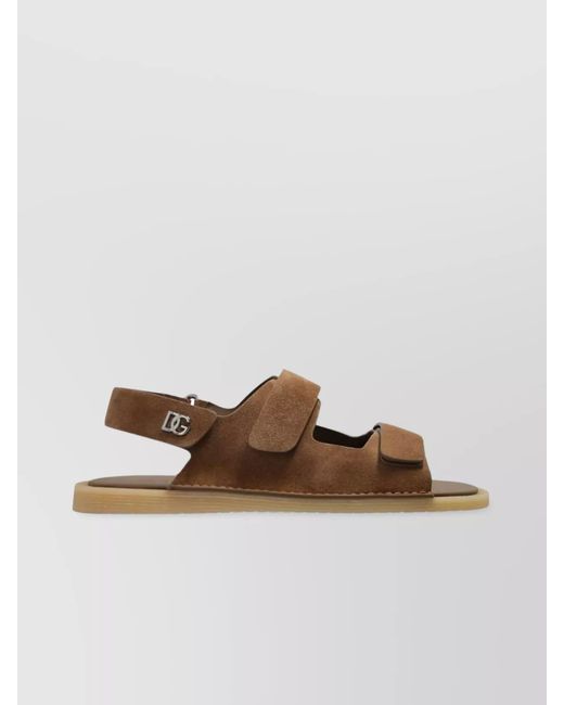 Dolce & Gabbana Brown Suede Touch-Strap Sandals for men