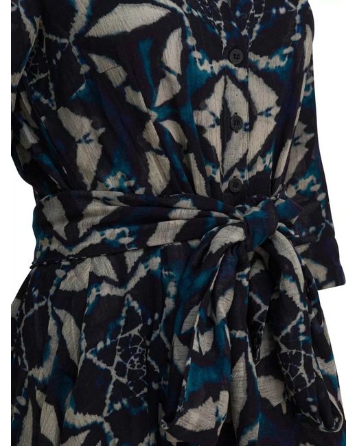 Samantha Sung Multicolor Dress 3/4 Sleeves Belted Waist Geometric Pattern