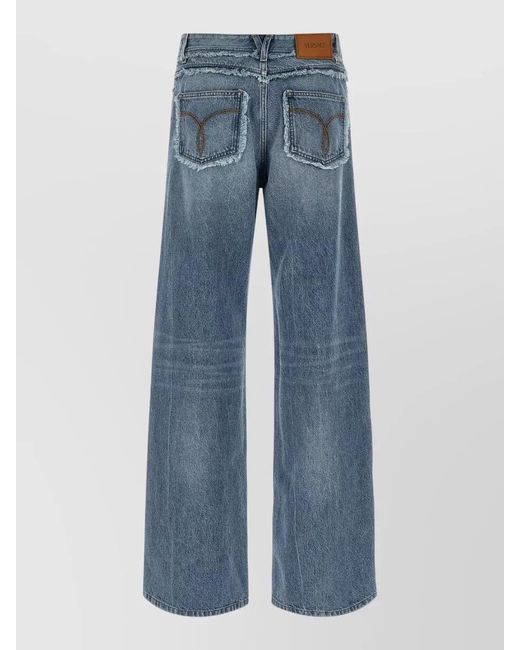 Versace Blue Denim Low-Rise Wide-Leg Jeans