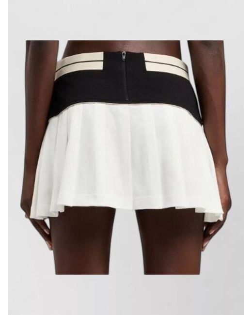Palm Angels White Logo Skirt Straight Cut Contrast Waistband