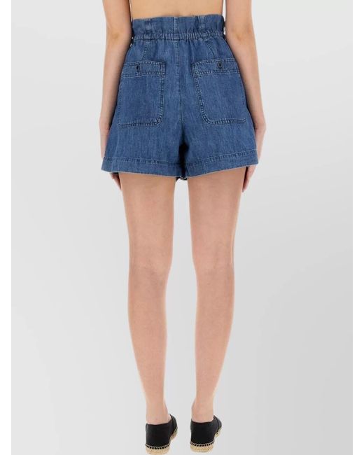 Isabel Marant Blue Cotton Regular-Fit Knee-Length Shorts
