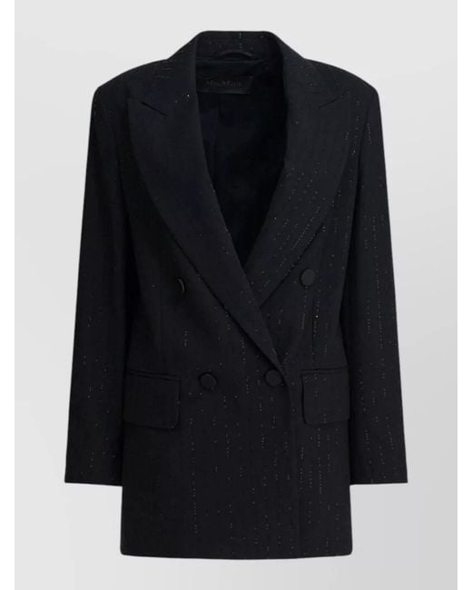 Max Mara Black Jacket Button Detail Flap Pockets Lapels