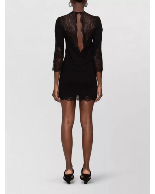 The Attico Black Silk Lace Dress Knee Length Backless