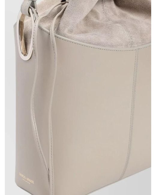 Giorgio Armani Gray Leather Bucket Shoulder Bag