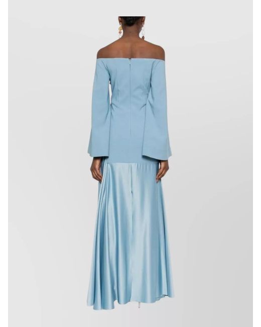 Solace London Blue Rina Maxi Dress Off Shoulder Design