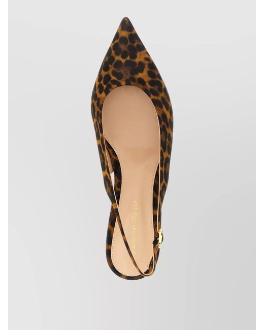Gianvito Rossi Brown Suede Leather Slingback Ballerina Shoes