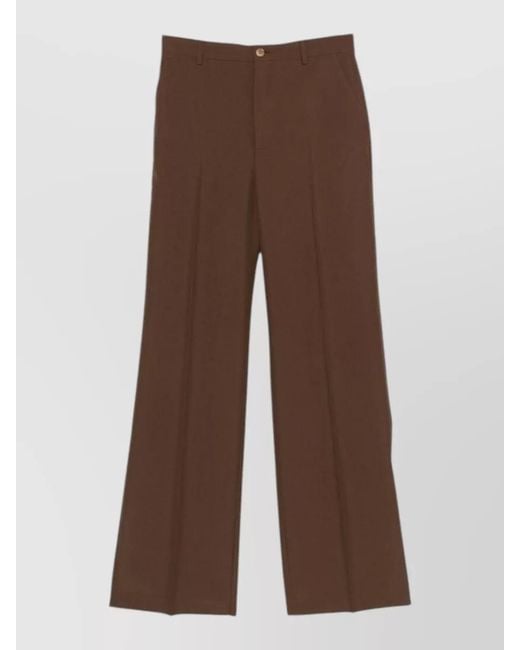 Gucci Brown Tailored Wide Leg High Waist Trousers