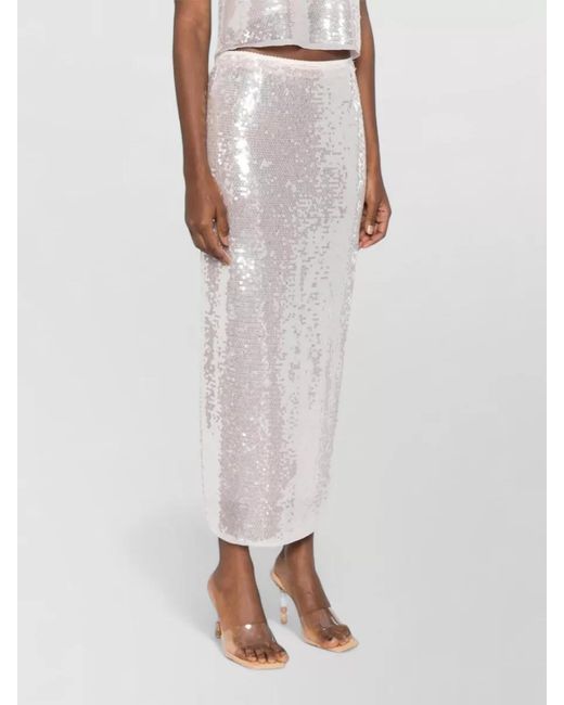 Forte_forte White Sequin Midi Dress Spaghetti Straps Slit