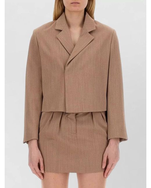 Alysi Natural Short Jacket Single Breasted Notched Lapels