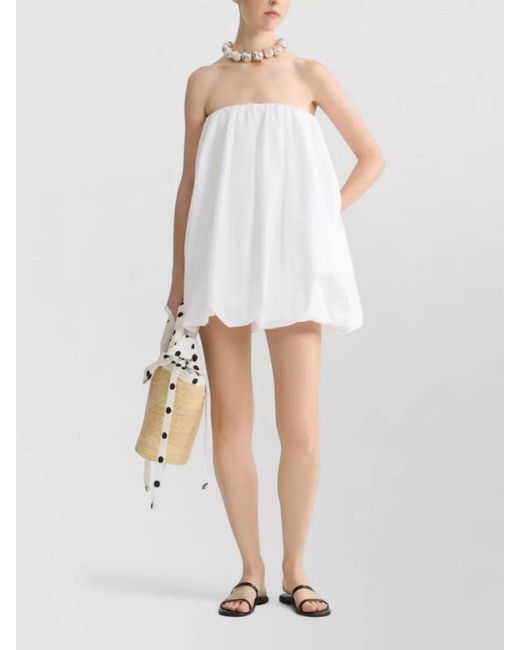 Patou White Strapless Knee Length Lightweight Beachwear Dress