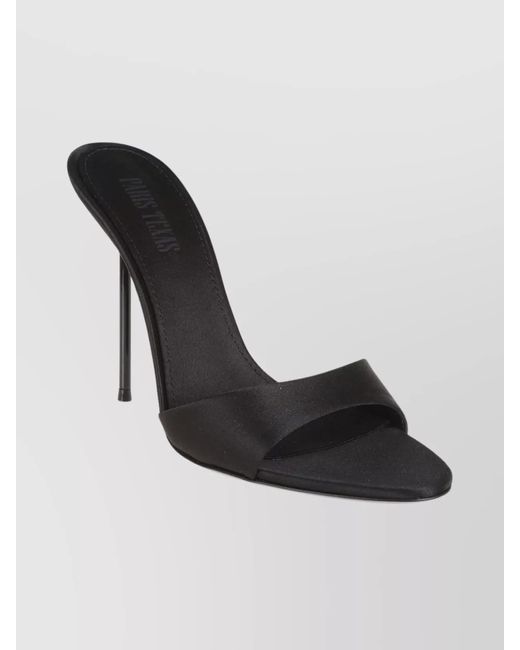 Paris Texas Black Satin Mules