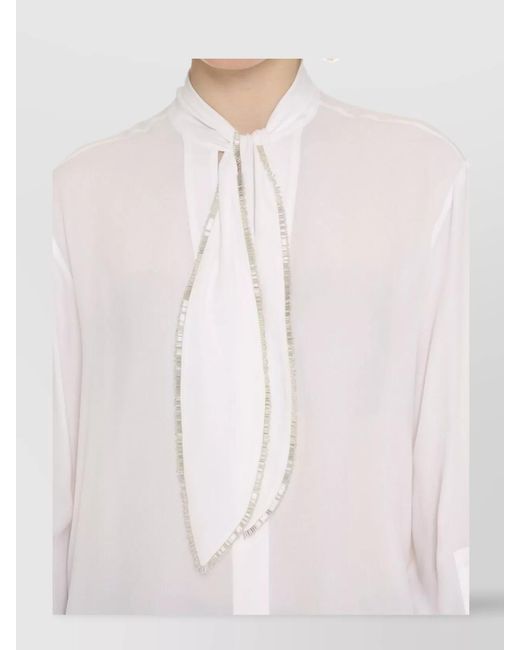 Genny Pink Beads Embroidery Sheer Fabric Shirt