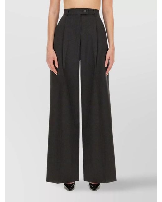 Sportmax Blue Virgin Wool Wide-Leg Trousers