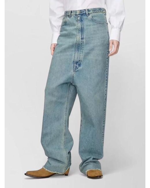 Maison Margiela Blue High Waist Wide Leg Denim Trousers for men