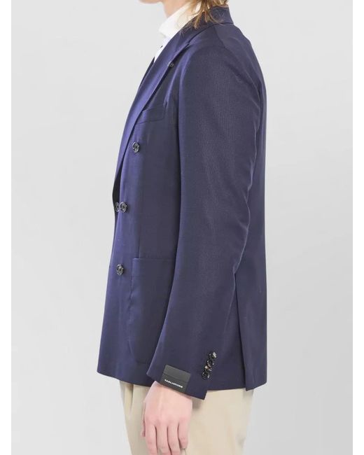 Tagliatore Blue Virgin Wool Double-Breasted Blazer for men