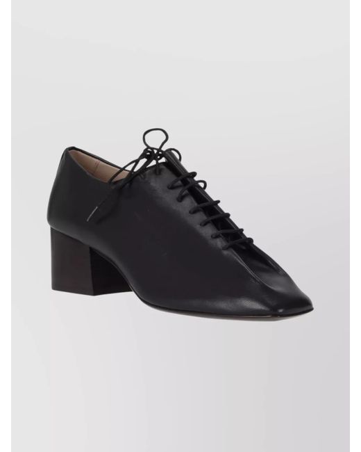 Lemaire Black Lace-Up Shoes With Block Heel And Square Toe