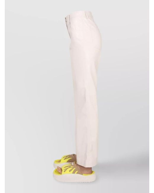 MSGM White High-Rise Straight-Leg Trousers
