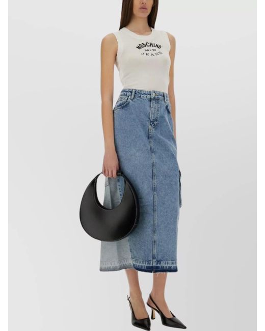Moschino Blue Denim High-Rise Maxi Skirt