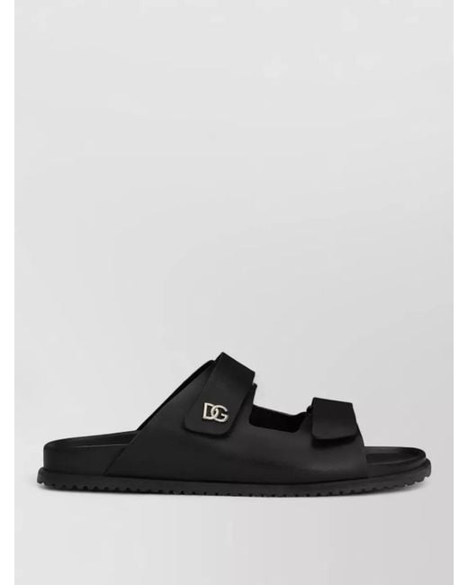 Dolce & Gabbana Black Sandal Open Toe Adjustable Straps Design for men