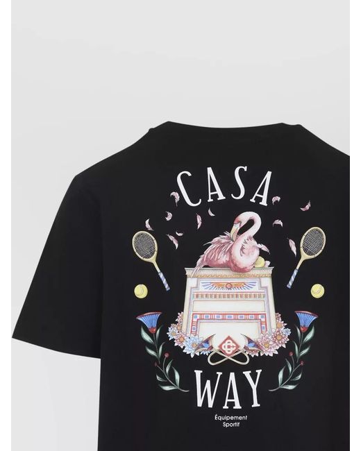 Casablanca Black Casa Way Tennis Graphic Cotton T Shirt for men