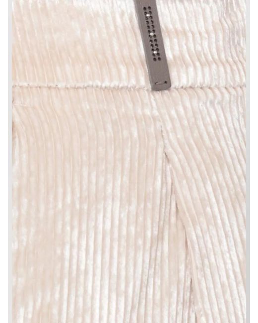 Peserico White Corduroy Straight-Leg Tailored Trousers