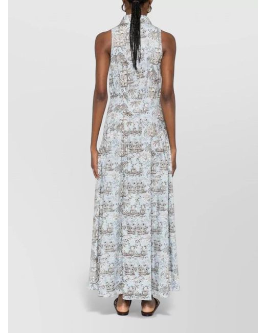 Staud White Romy Floral Sleeveless Maxi Polo Dress