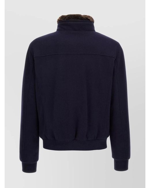 Moorer Blue Wool Cashmere Down Bomber Jacket for men