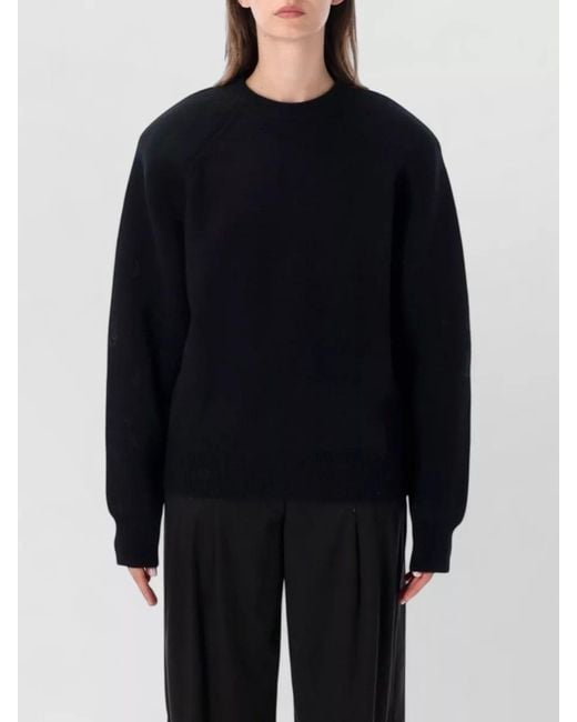 Frankie Shop Blue Lina Sweater Padded Shoulders Crew Neck