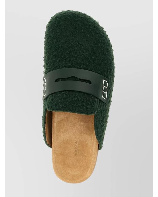 J.W. Anderson Green Slip-On Mules With Fuzzy Texture And Buckle Detail