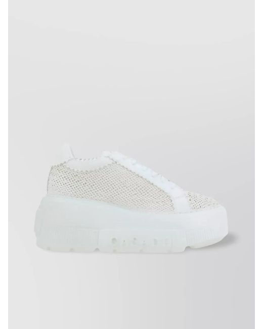 Casadei White Mesh Upper Platform Sole Sneakers