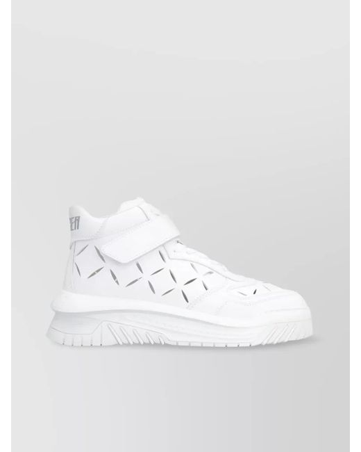 Versace White Leather High-Top Sneakers for men