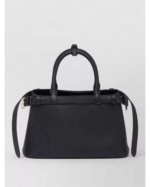 Prada Black Buckle Small Leather Handbag With Double Belt