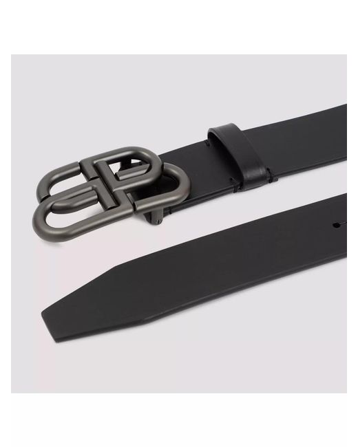 Balenciaga Black Leather Logo Buckle Belt for men